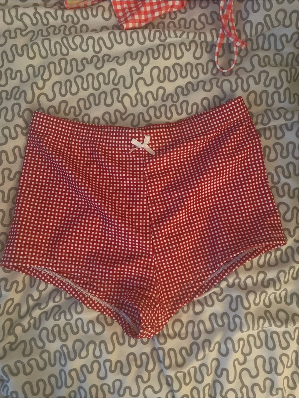 Seamolly Red Gingham High-Waist Women’s Shorts